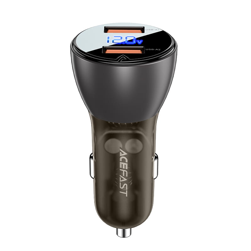 B6 Metal Car Charger 63W (USB-A+USB-C) With Digital Display