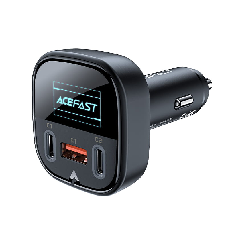 B5 101 W (2C+A) Metal Car Charger With OLED Smart Display