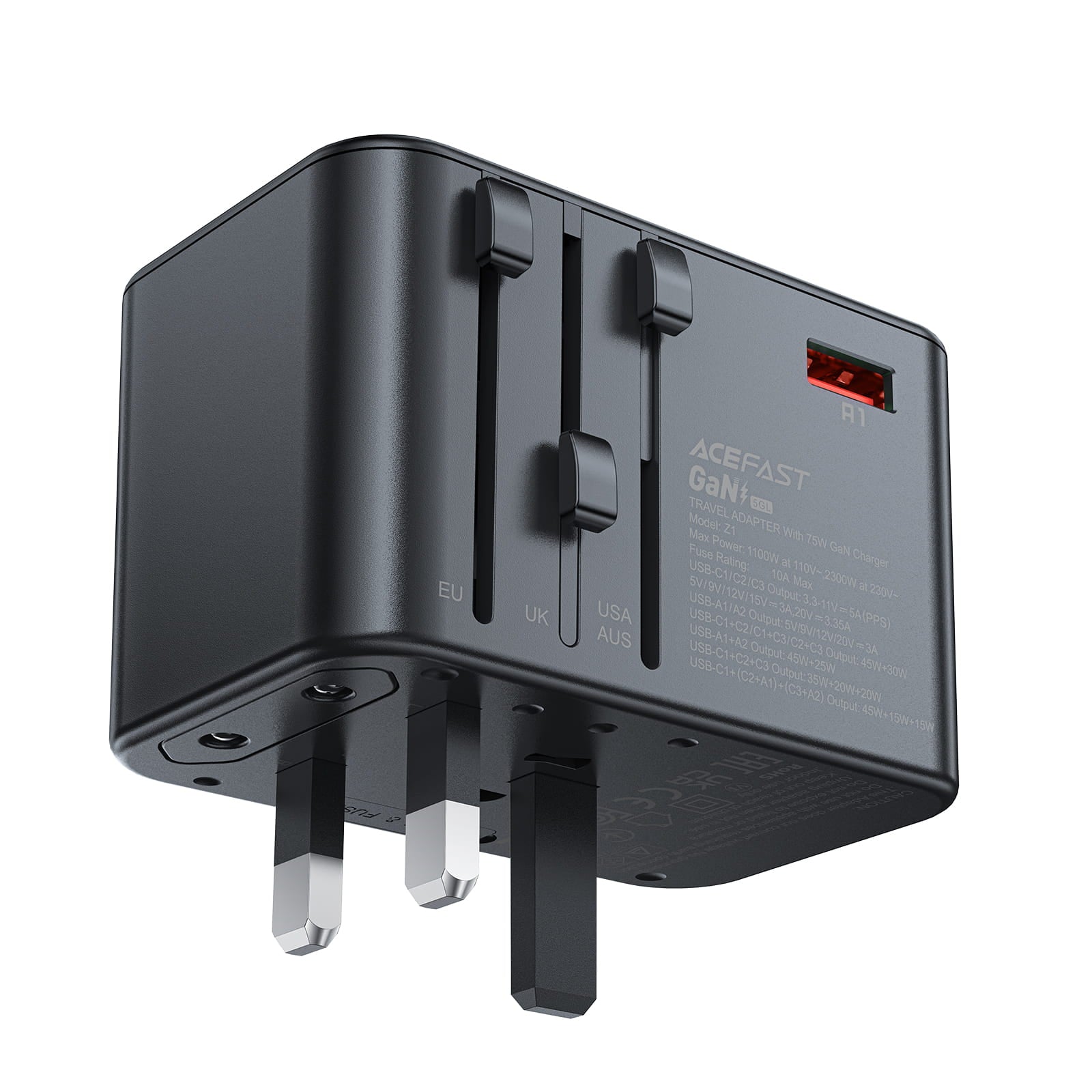 Z1 PD75W GaN (3*USB-C+2*USB-A) Multifunctional Charging Adapter