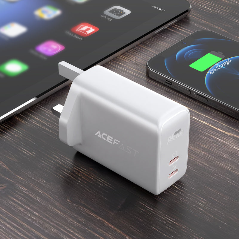 A12 PD40W(USB-C+USB-C) Dual Port Charger (UK)