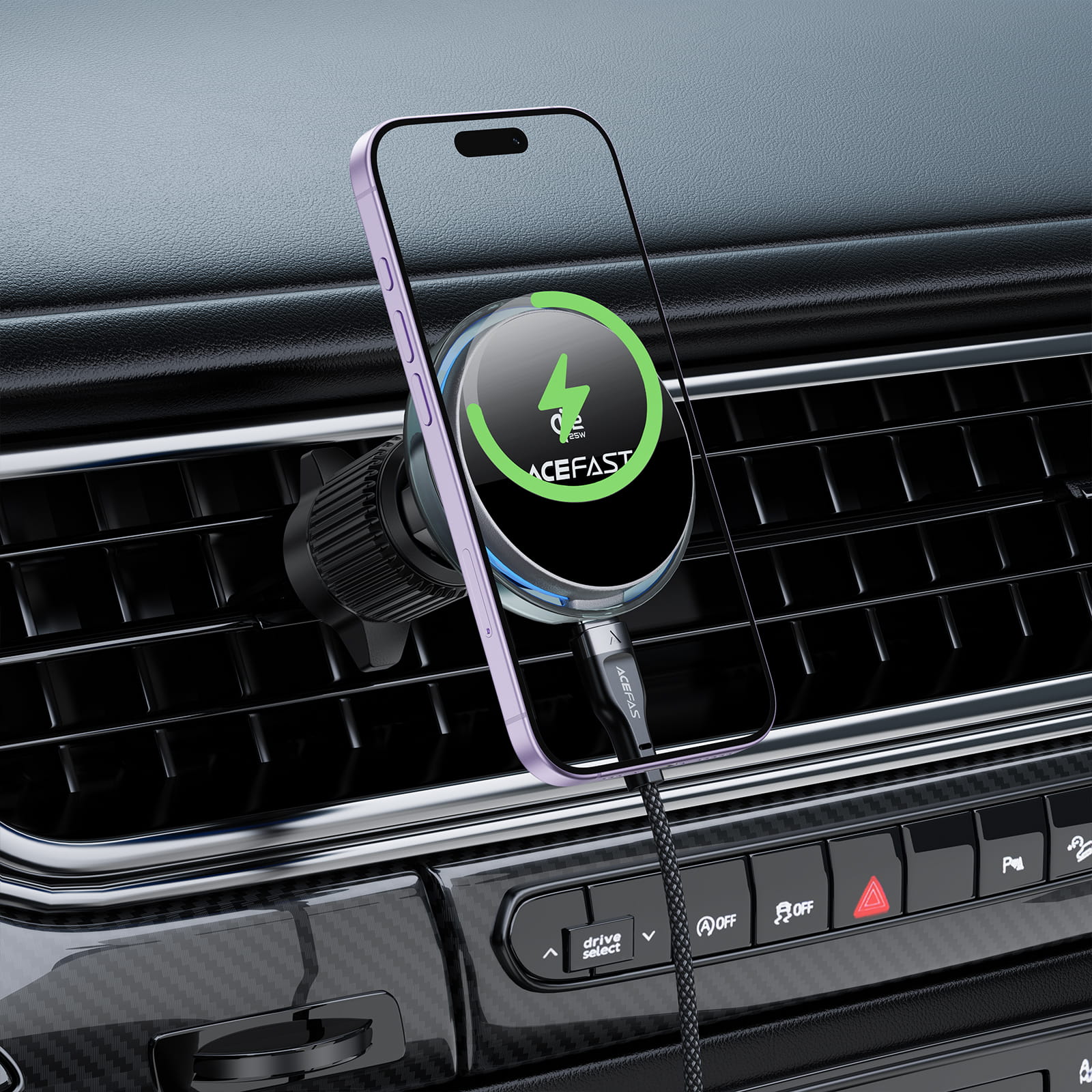 D61 Qi2 25W magnetic wireless charging car holder
