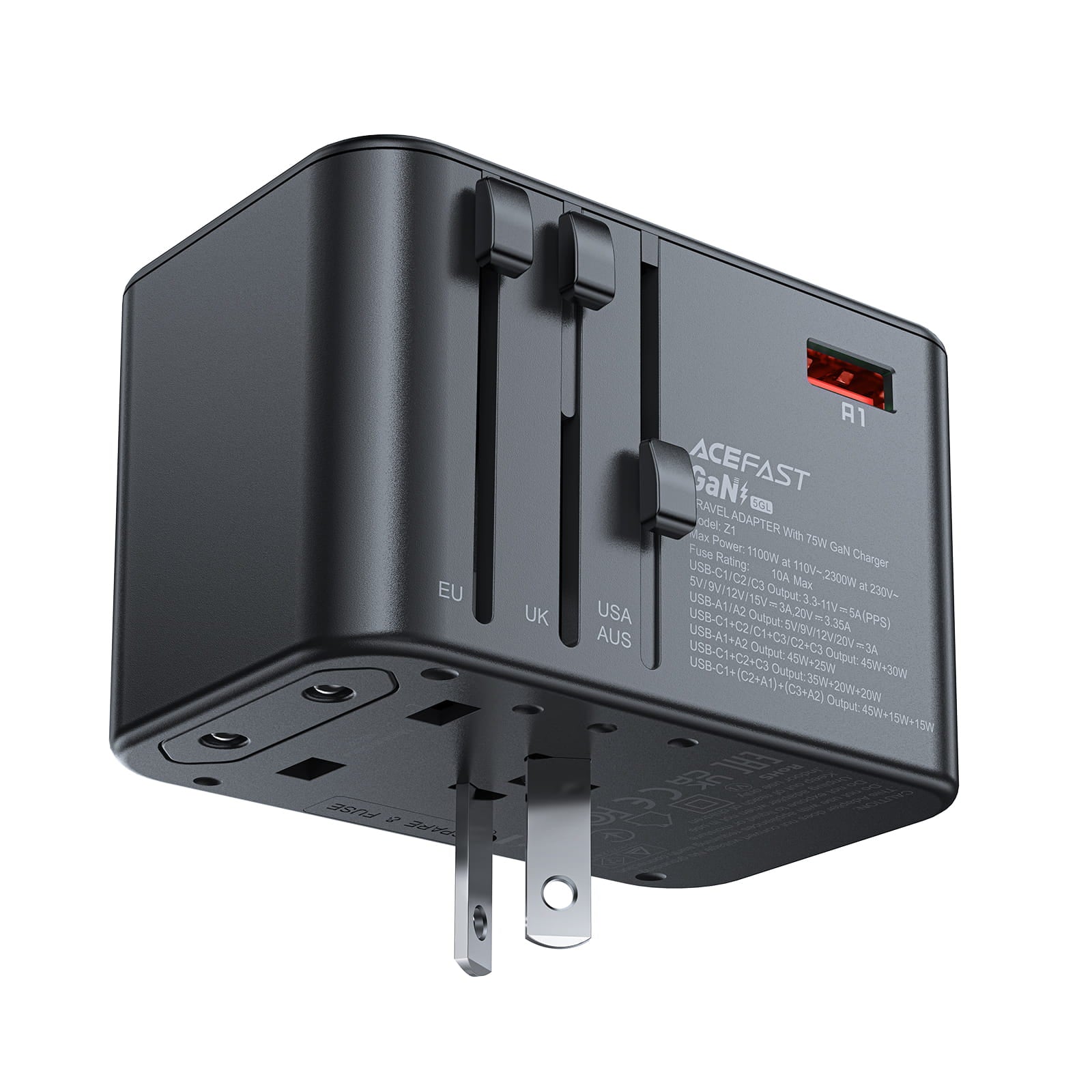 Z1 PD75W GaN (3*USB-C+2*USB-A) Multifunctional Charging Adapter