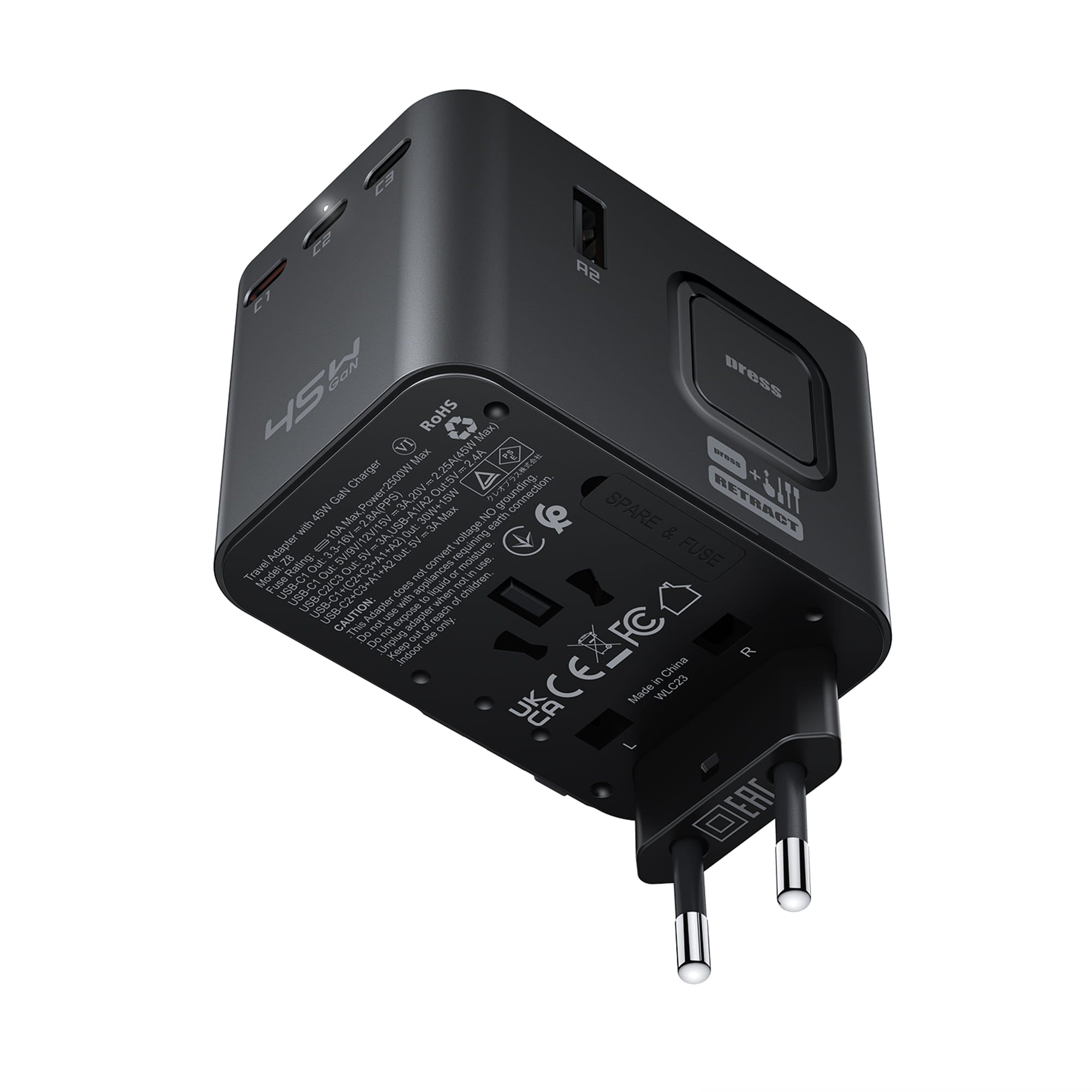 Z8 PD45W GaN (3*USB-C+2*USB-A) multifunctional charging adapter