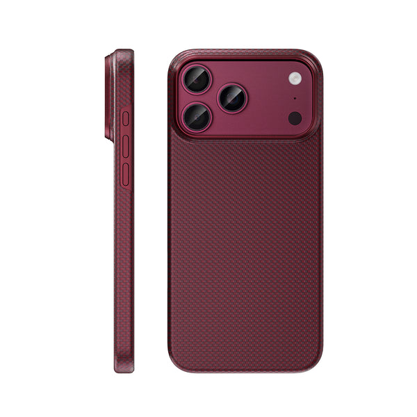 Ultra-thin Plain Weave Aramid Fiber Phone Protective Case For iPhone 18 Pro / iPhone 18 Pro Max | Cherry Red