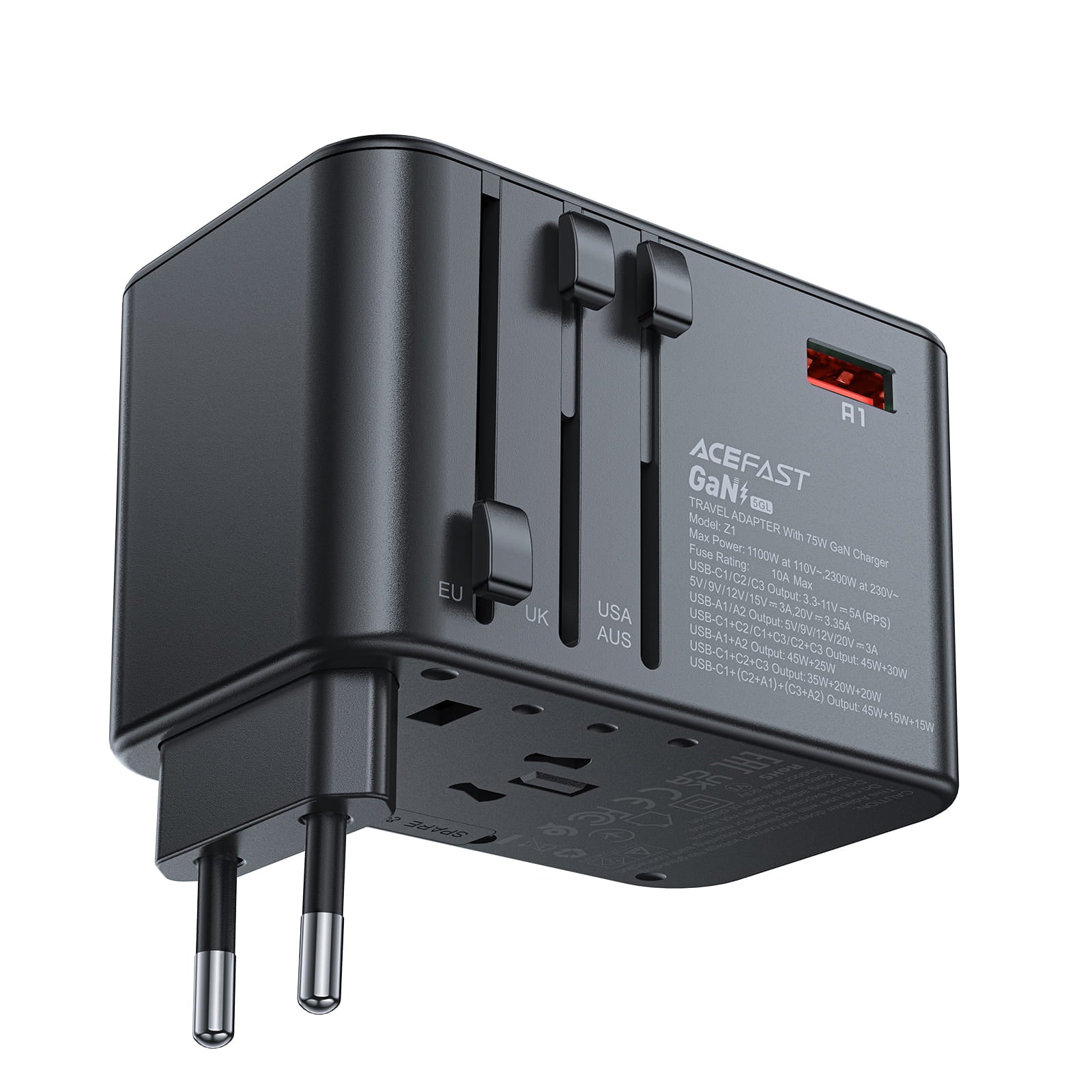 Z1 PD75W GaN (3*USB-C+2*USB-A) Multifunctional Charging Adapter