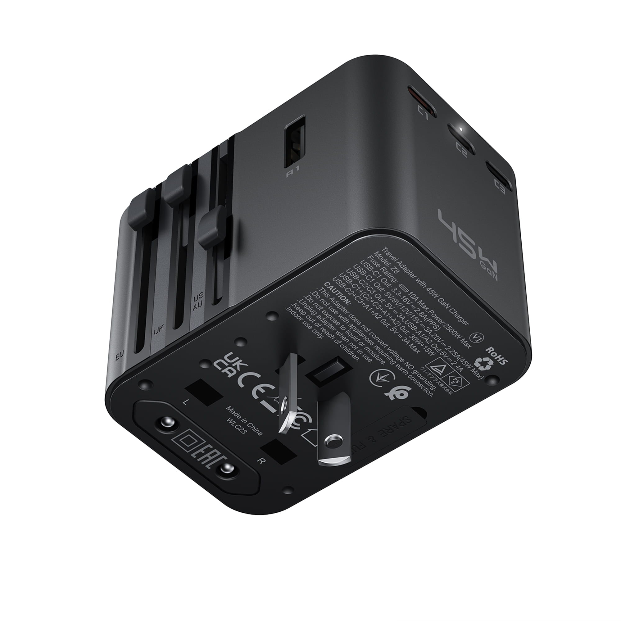 Z8 PD45W GaN (3*USB-C+2*USB-A) multifunctional charging adapter