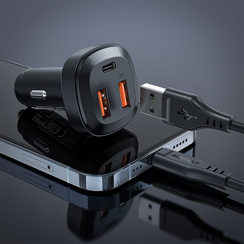 B9 66W(2USB-A+USB-C) Three Port Metal Car Charger