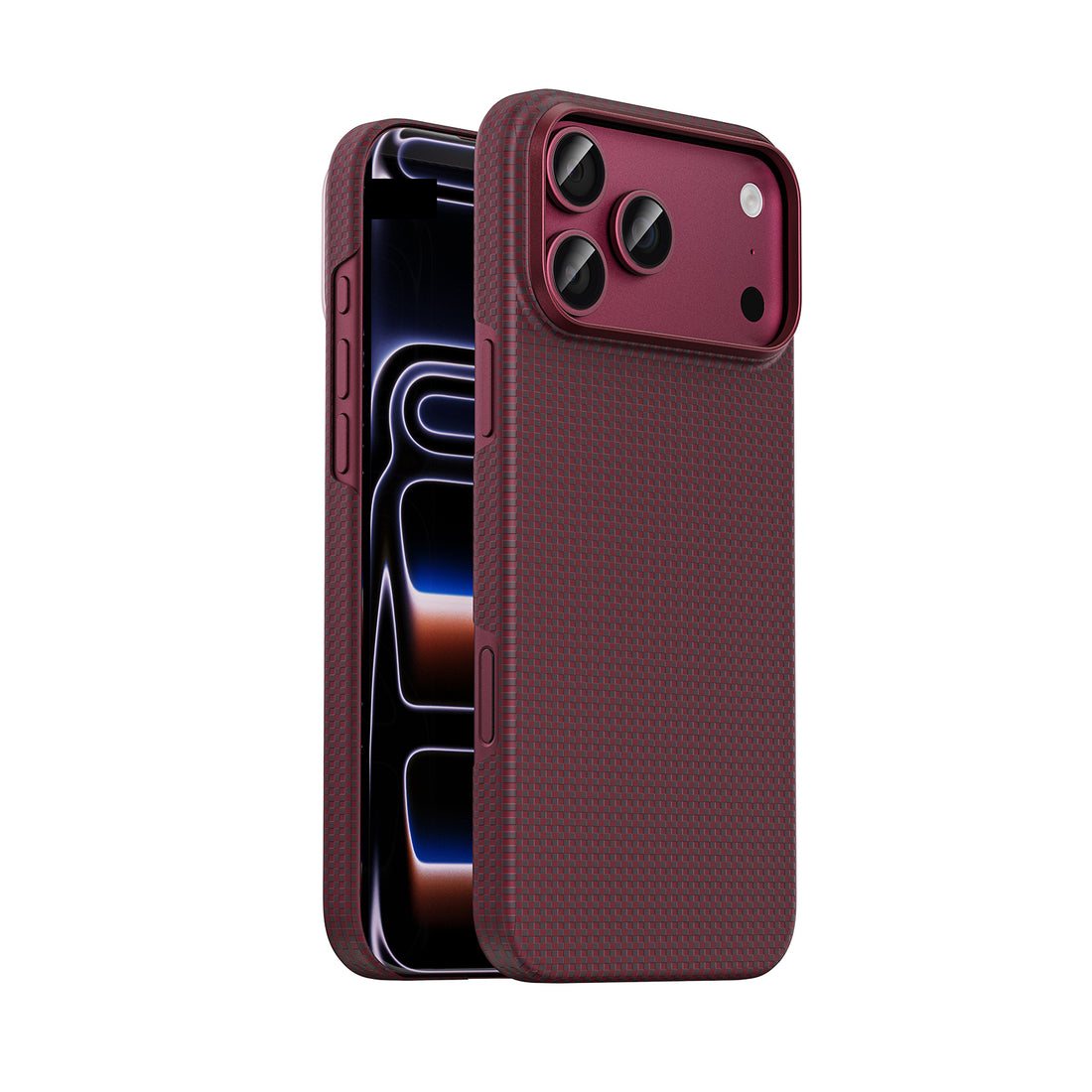 Ultra-thin Plain Weave Aramid Fiber Phone Protective Case For iPhone 18 Pro / iPhone 18 Pro Max | Cherry Red