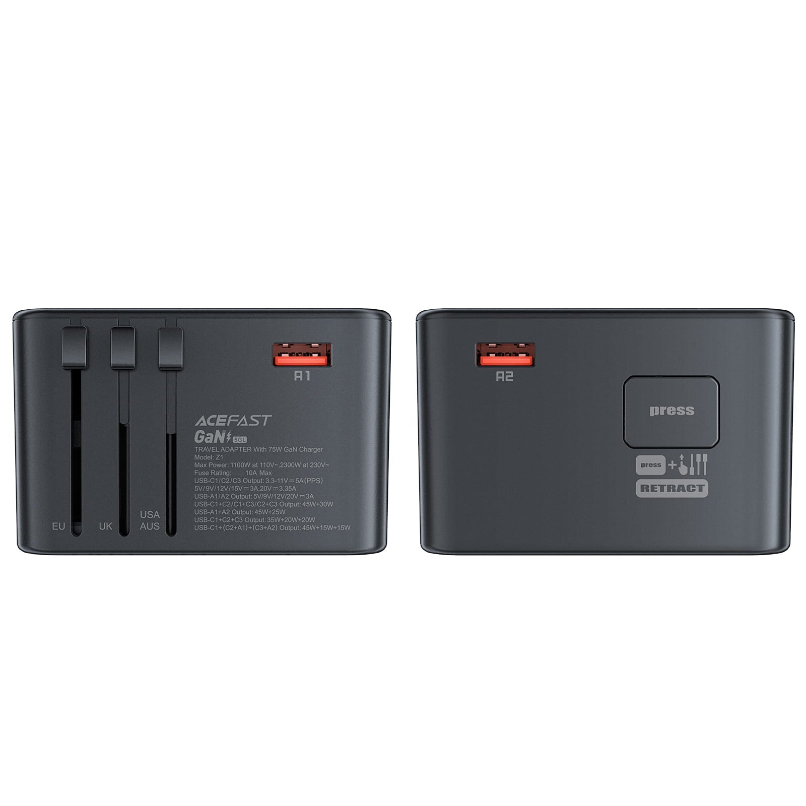 Z1 PD75W GaN (3*USB-C+2*USB-A) Multifunctional Charging Adapter