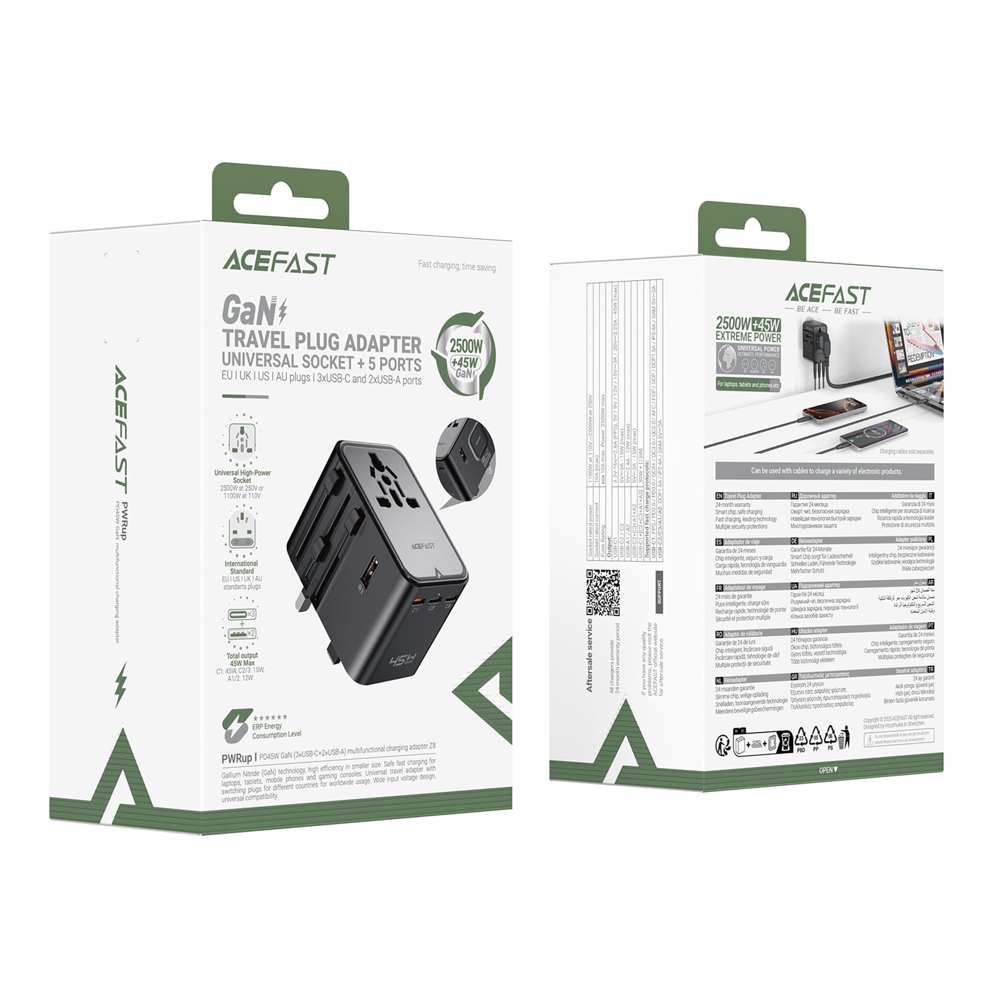 Z8 PD45W GaN (3*USB-C+2*USB-A) multifunctional charging adapter