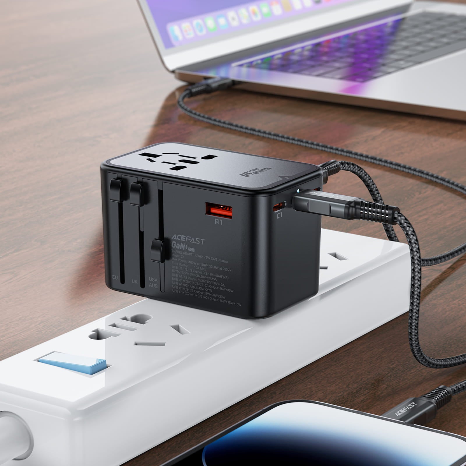 Z1 PD75W GaN (3*USB-C+2*USB-A) Multifunctional Charging Adapter