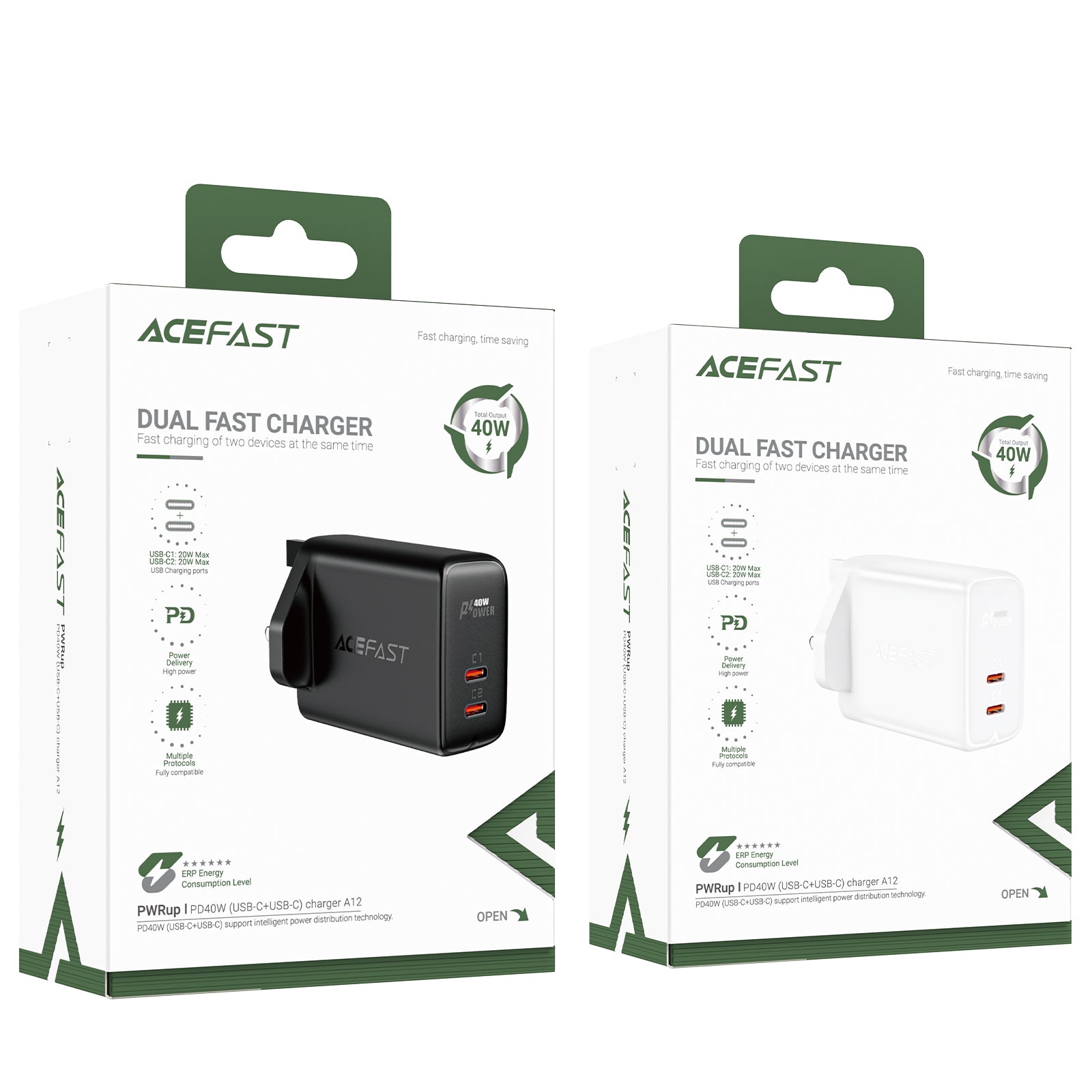 A12 PD40W(USB-C+USB-C) Dual Port Charger (UK)