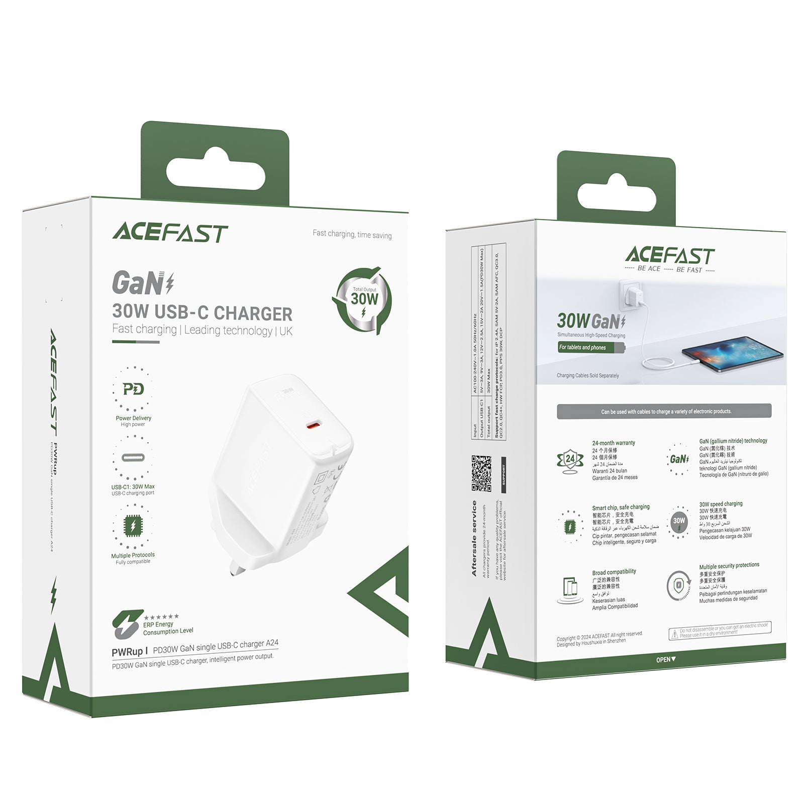 A24 PD30W GaN single USB-C charger (UK)