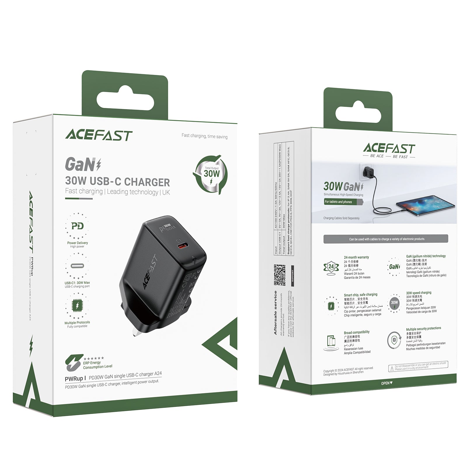 A24 PD30W GaN single USB-C charger (UK)