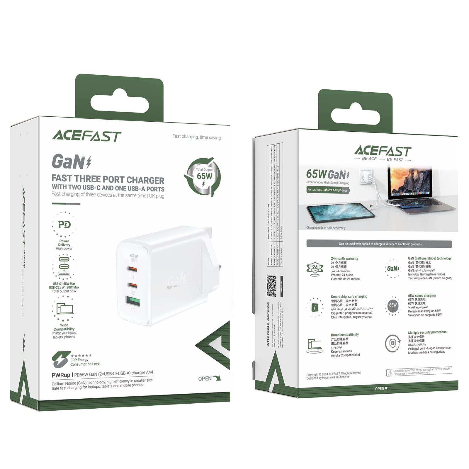 A44 PD 65W GaN (2*USB-C+USB-A) Charger (UK)