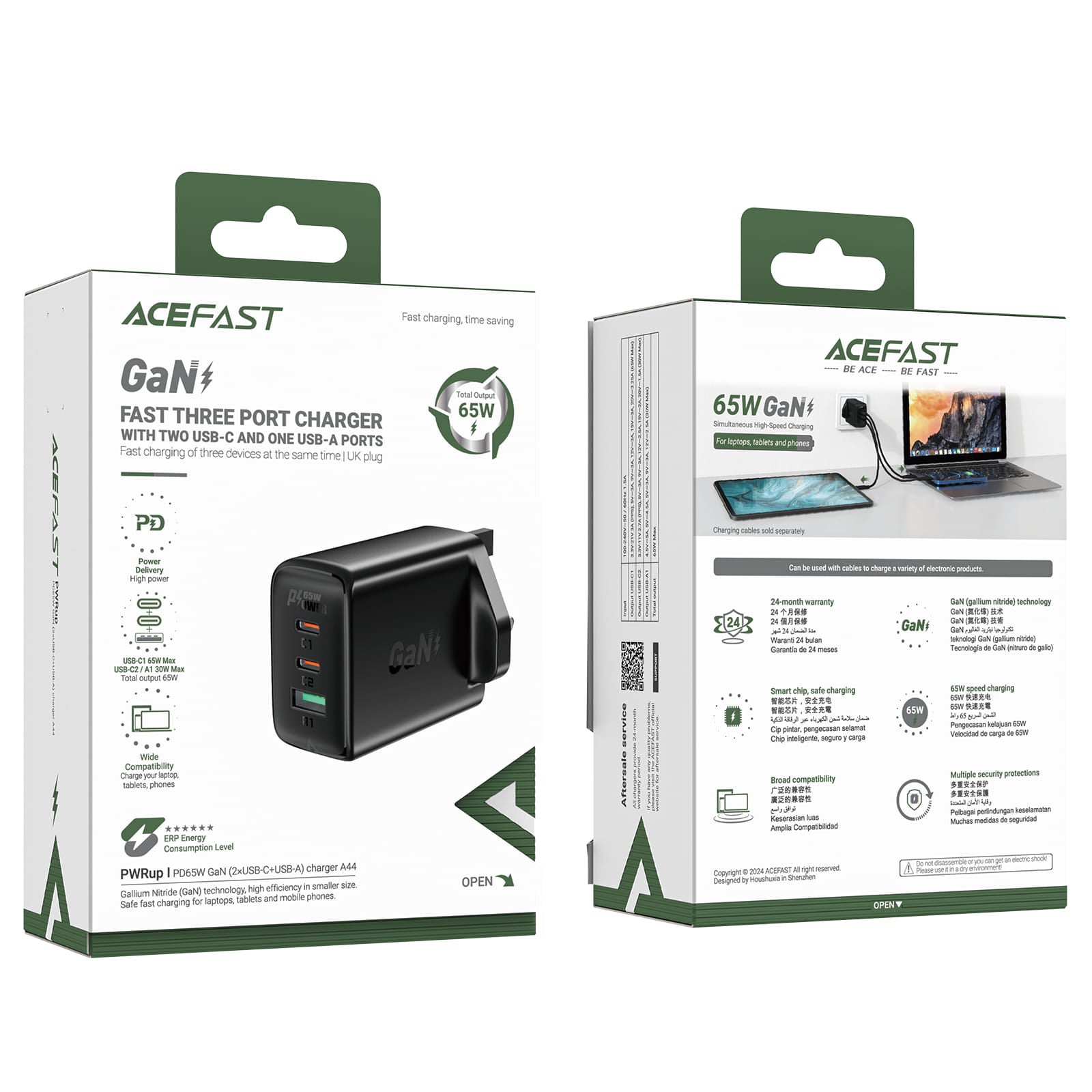 A44 PD 65W GaN (2*USB-C+USB-A) Charger (UK)