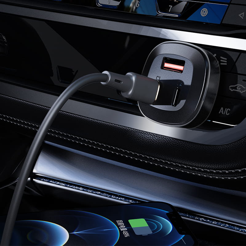 B3 66W(USB-C+USB-C+USB-A) Three-Port Metal Car Charger