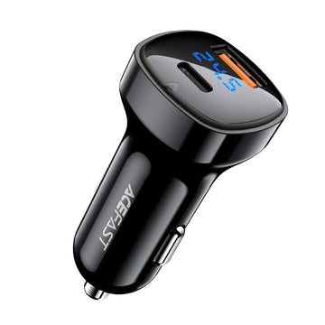 B4 Digital Display 66W(USB-C+USB-A) Dual Port Car Charger