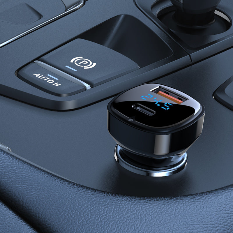 B4 Digital Display 66W(USB-C+USB-A) Dual Port Car Charger