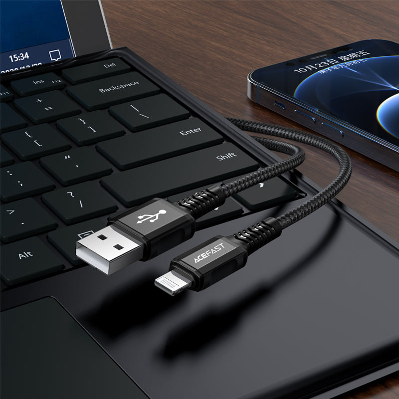 C1-02 USB-A to Lightning Aluminum Alloy Charging Data Cable