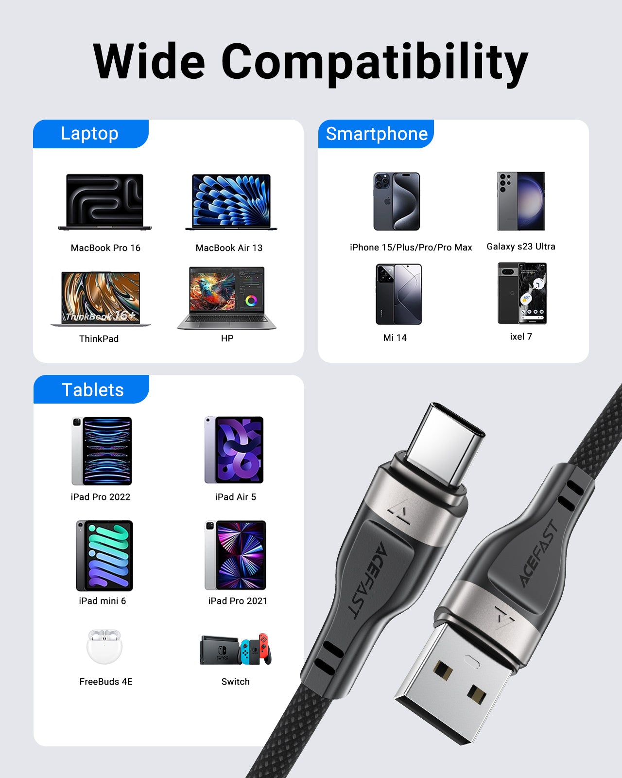 C11-04 USB-A to USB-C Magnetic Charging Data Cable