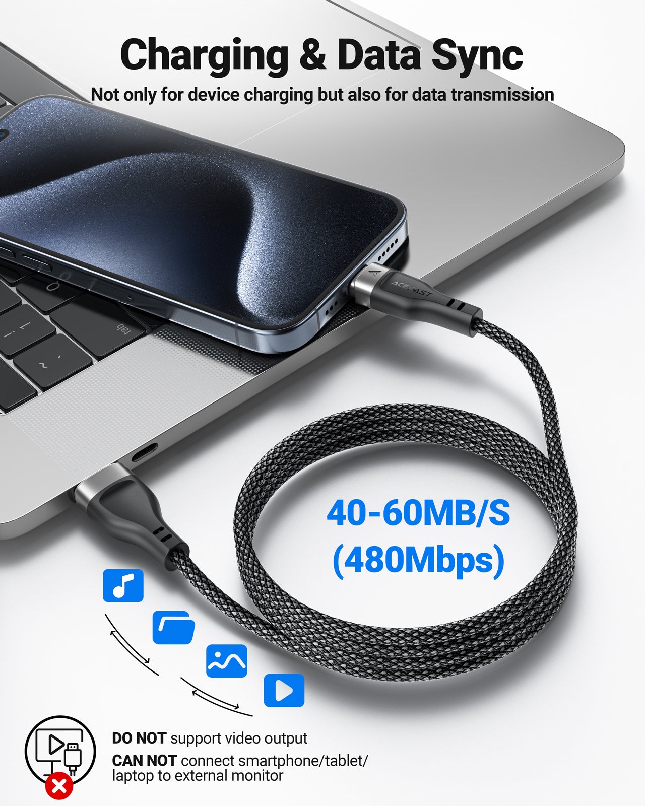 C11-04 USB-A to USB-C Magnetic Charging Data Cable