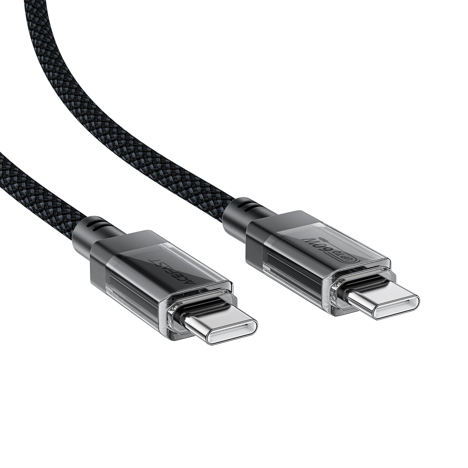 C12-03 USB-C to USB-C Transparent Shell Stainless Steel Charging Data Cable