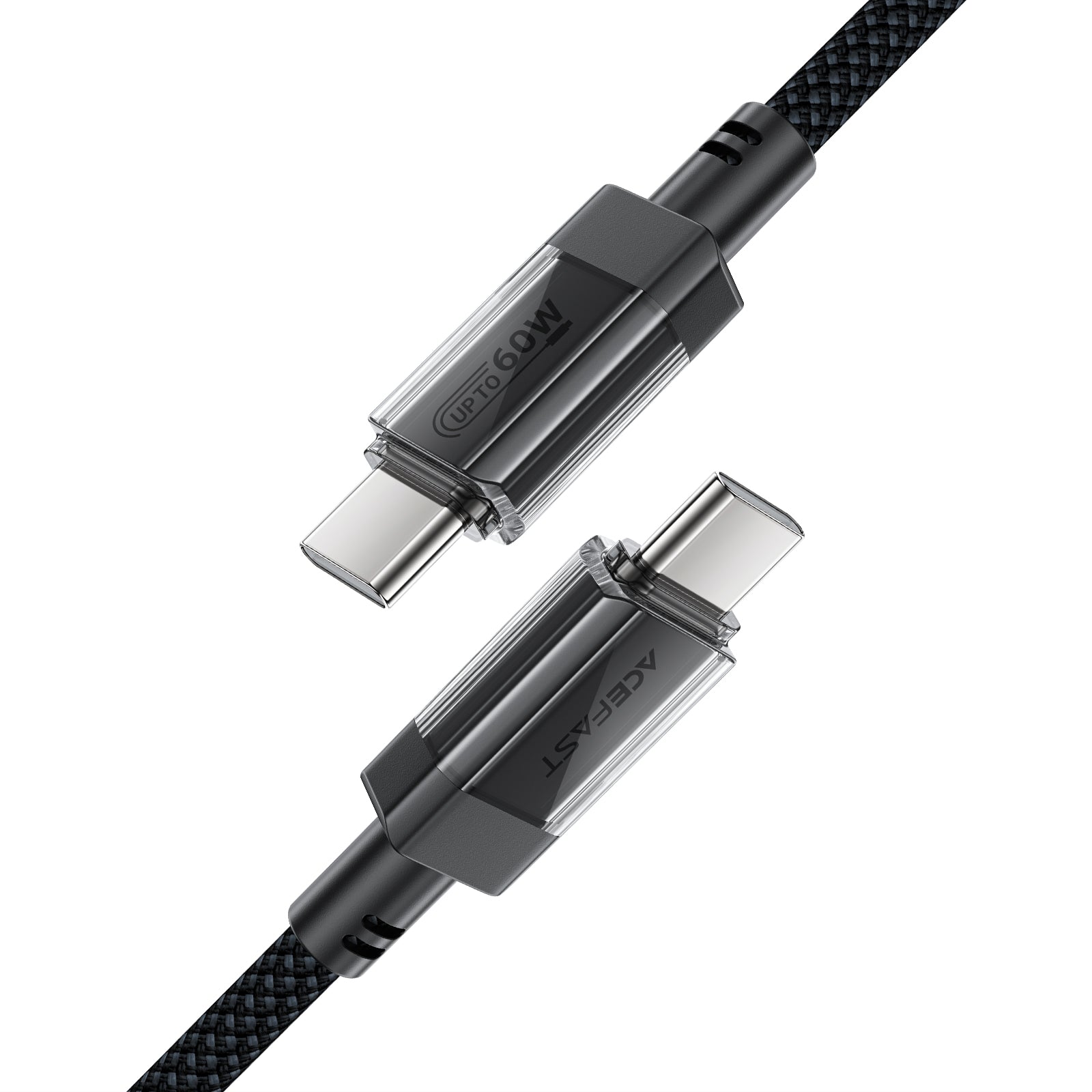 C12-03 USB-C to USB-C Transparent Shell Stainless Steel Charging Data Cable