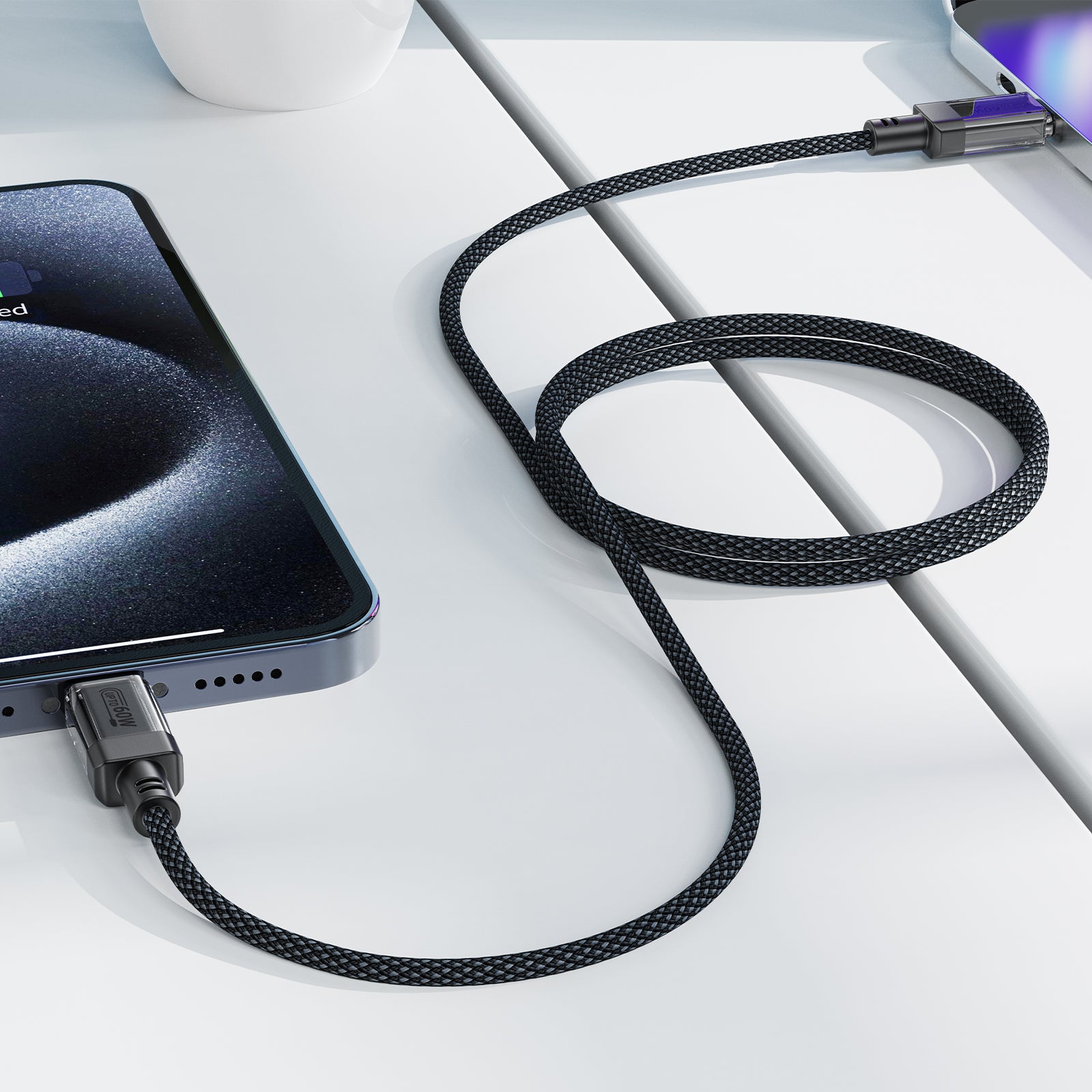 C12-03 USB-C to USB-C Transparent Shell Stainless Steel Charging Data Cable