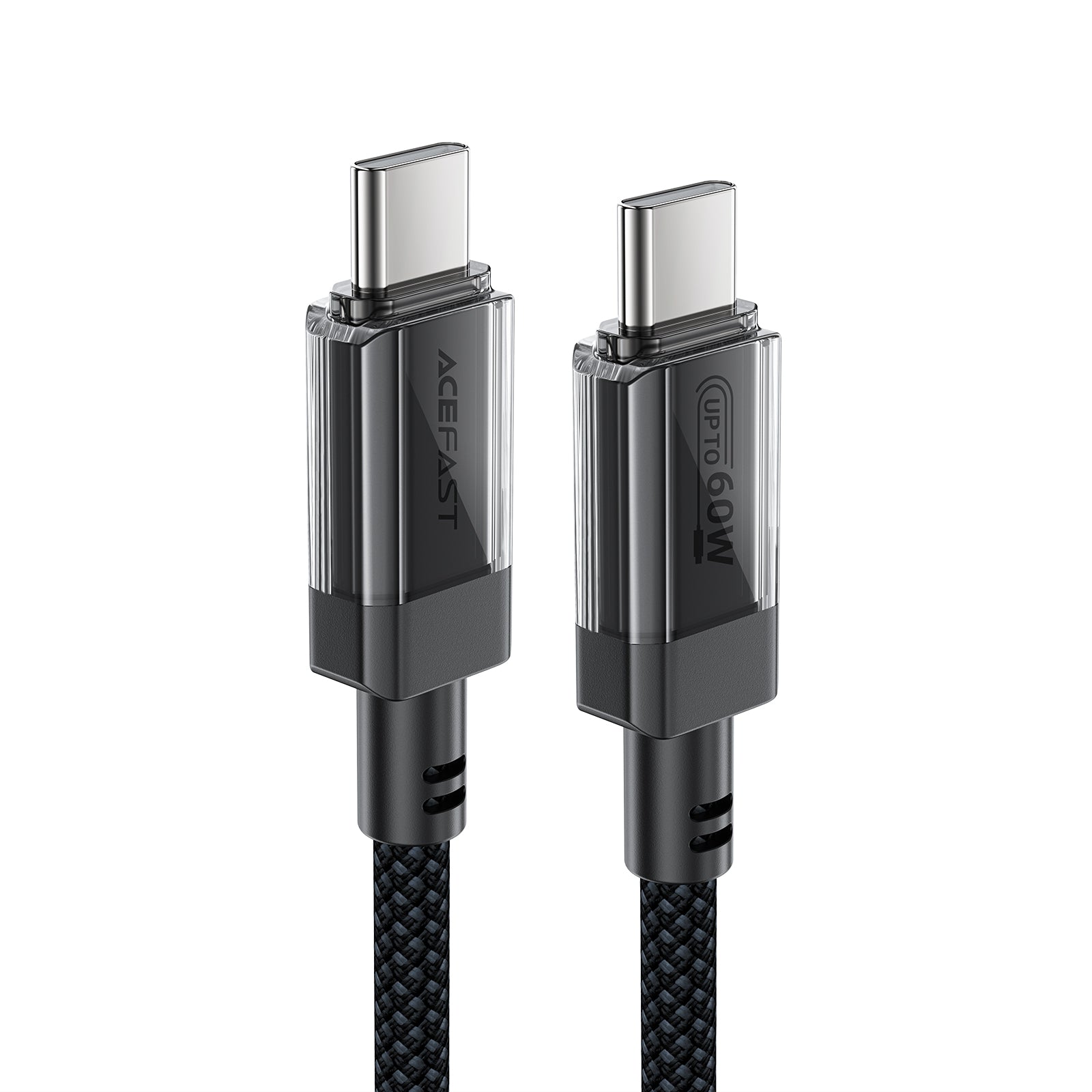 C12-03 USB-C to USB-C Transparent Shell Stainless Steel Charging Data Cable
