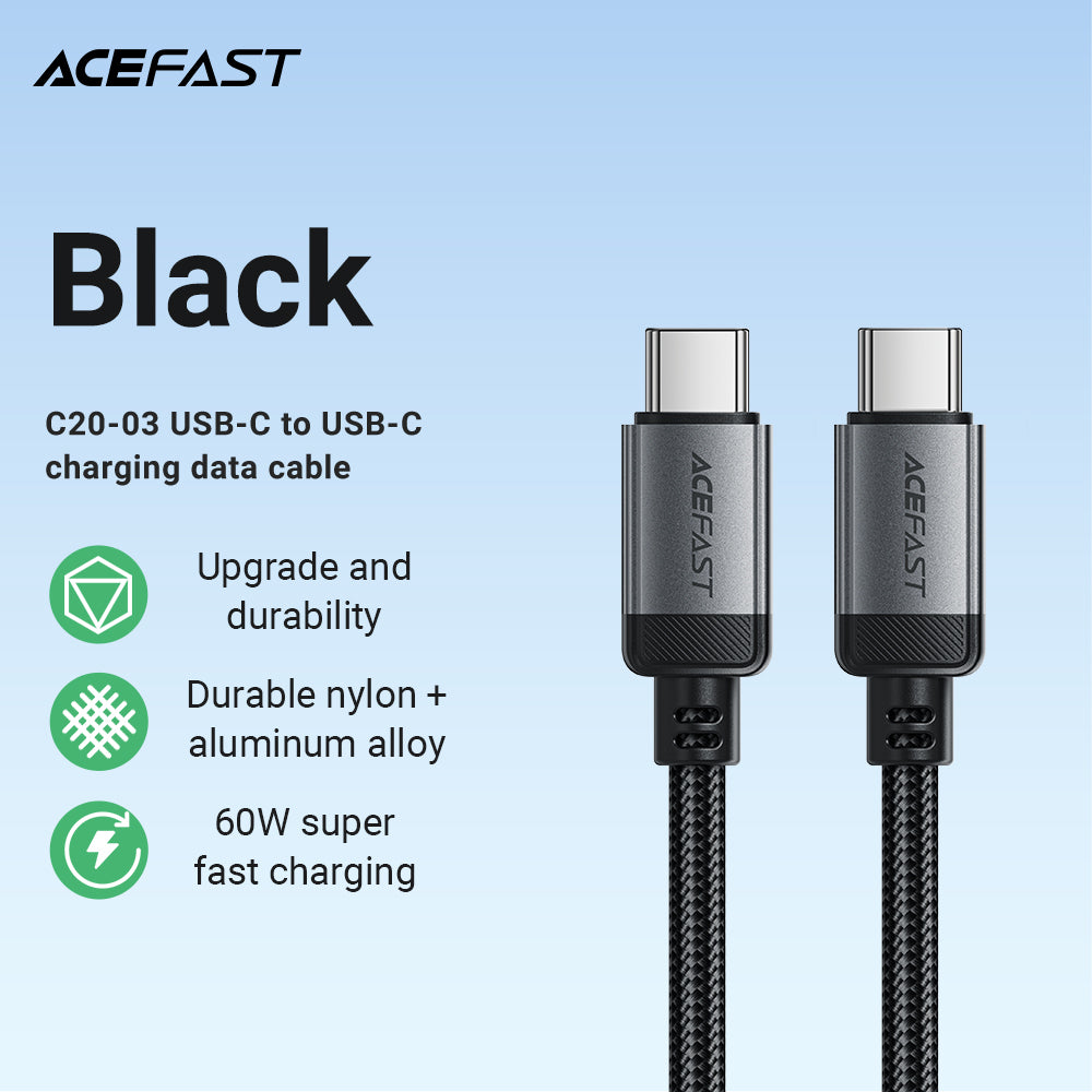 C20-03 USB-C to USB-C Aluminum Alloy Charging Data Cable