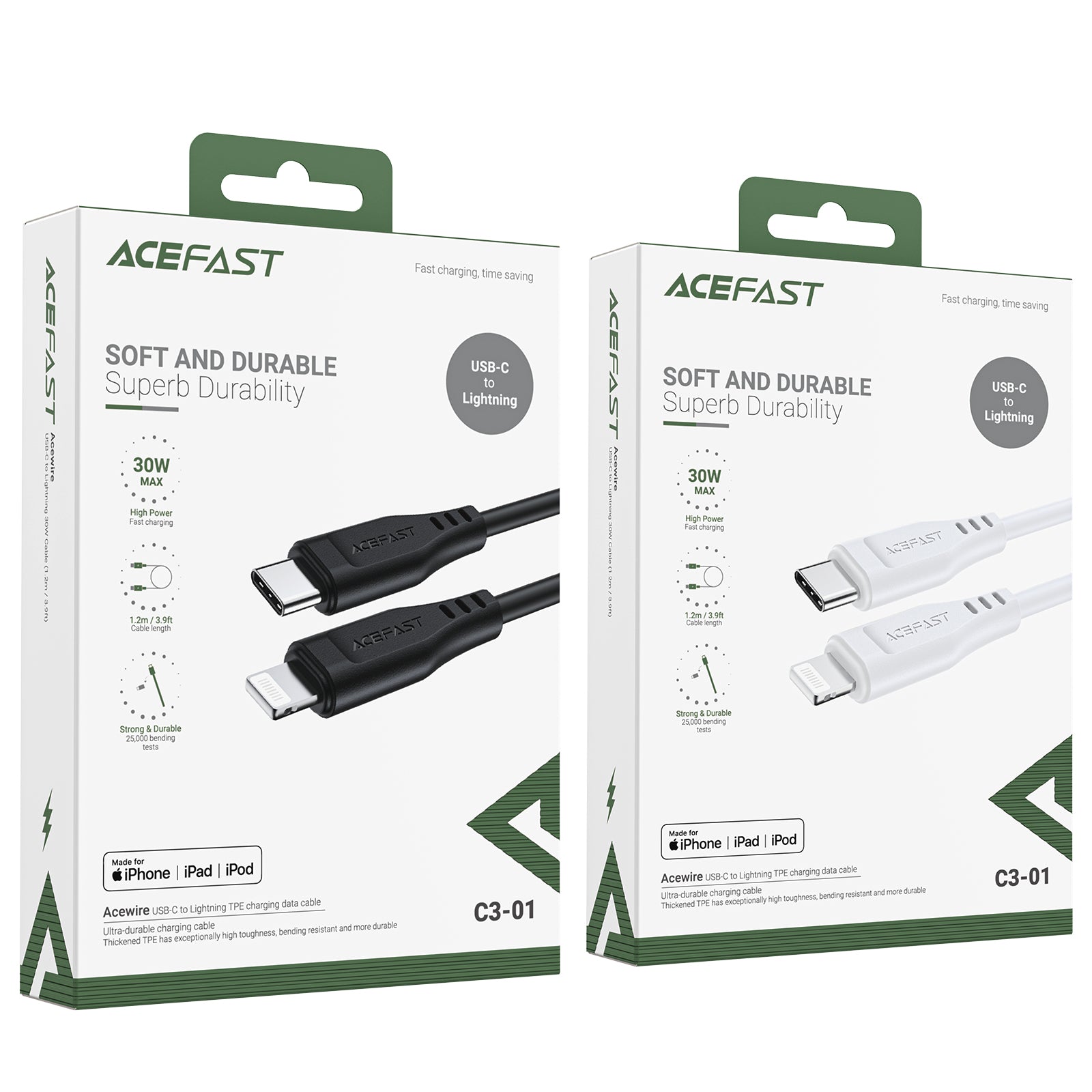 C3-01 USB-C to Lightning TPE Charging Data Cable