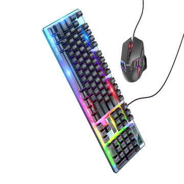 GM18 Luminous Gaming Keyboard and Mouse Set (Arabic Version) | LED Tri-color Rainbow Cool Lighting Effect