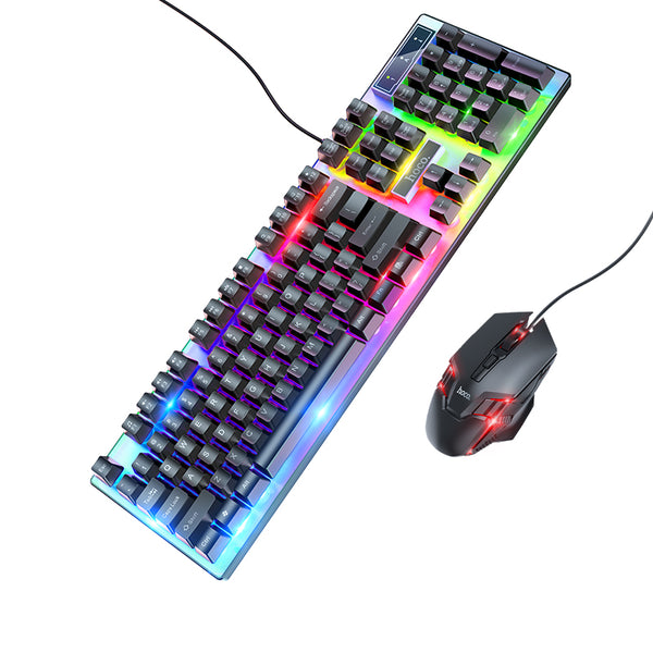 GM18 Luminous Gaming Keyboard and Mouse Set (Arabic Version) | LED Tri-color Rainbow Cool Lighting Effect