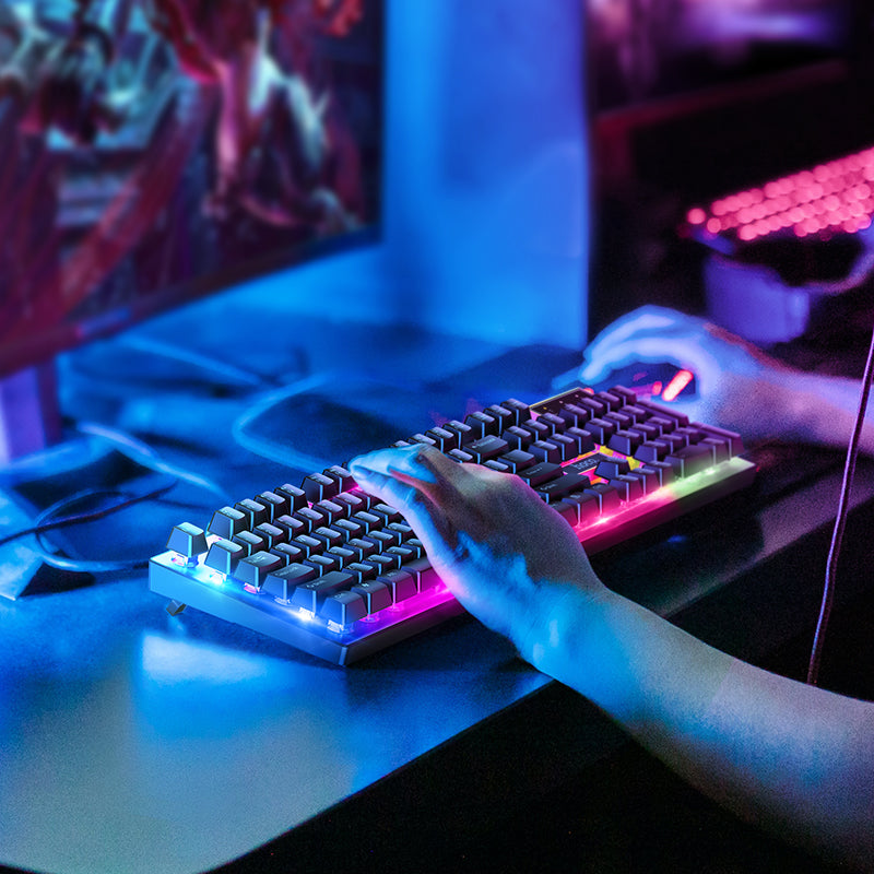 GM18 Luminous Gaming Keyboard and Mouse Set (Arabic Version) | LED Tri-color Rainbow Cool Lighting Effect