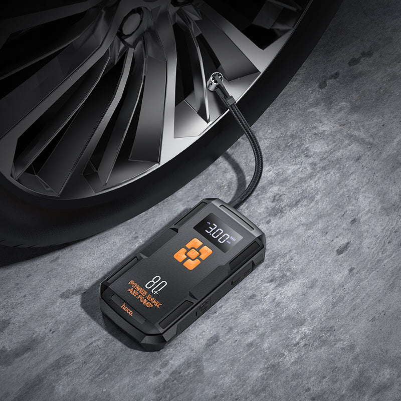 Hoco QS2 Land Portable Smart Air Pump Emergency With Start-Up Power Bank (8000mAh)