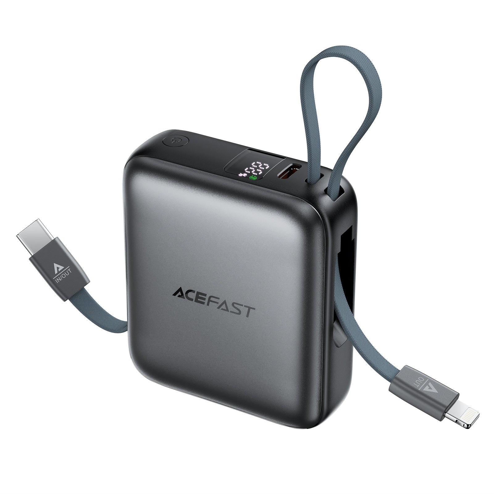M23-10000 22.5W Power bank built-in dual Cables | Type-C+ Lightning dual-cable design