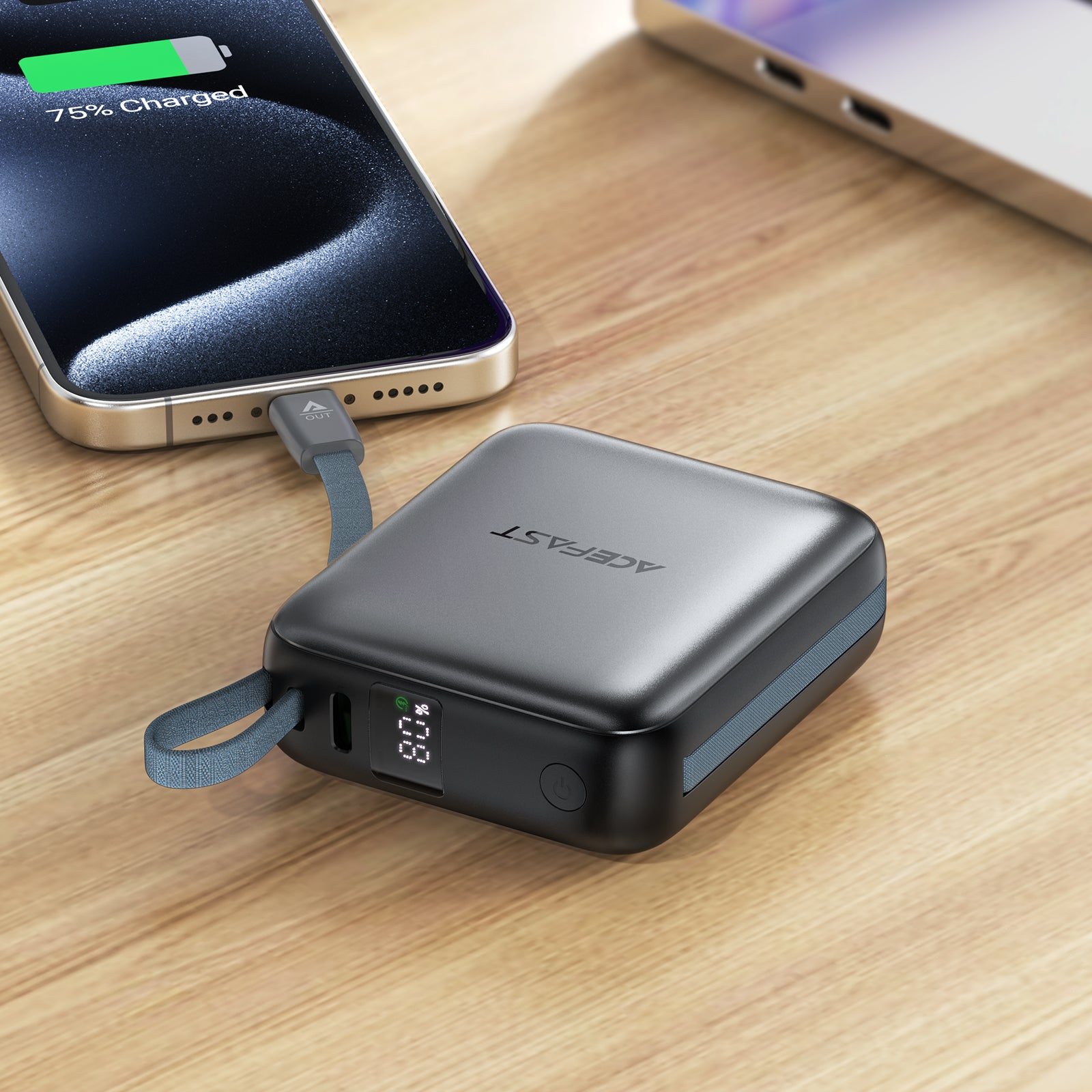 M23-10000 22.5W Power bank built-in dual Cables | Type-C+ Lightning dual-cable design