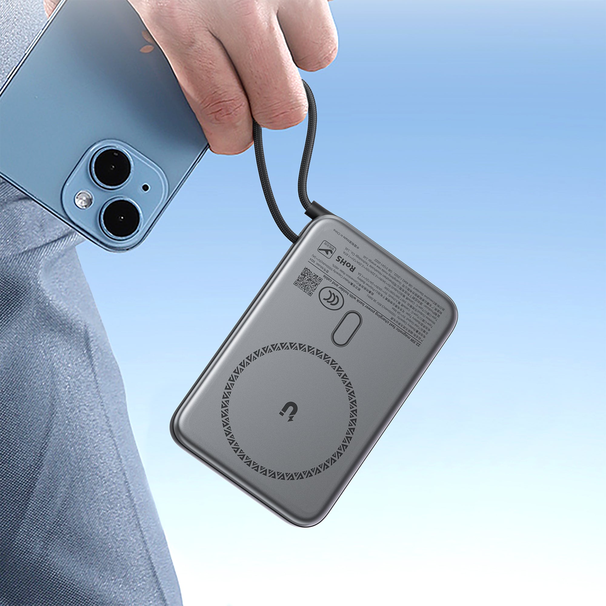 M24-10000 22.5W Magnetic Fast Charging Power Bank With Holder and Cable (CCC)