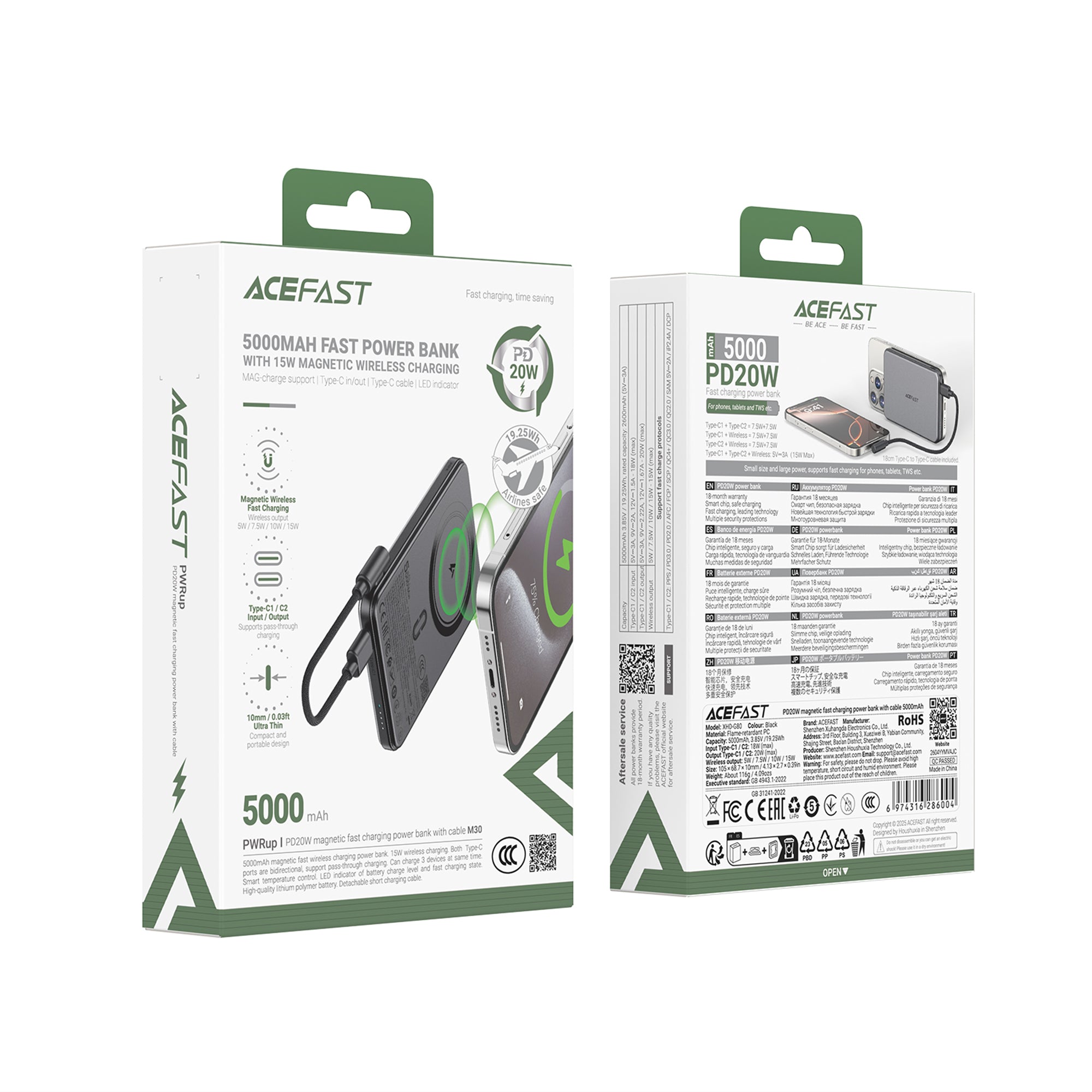 M30-5000 PD20W Magnetic Fast Charging Power Bank With Cable (CCC)