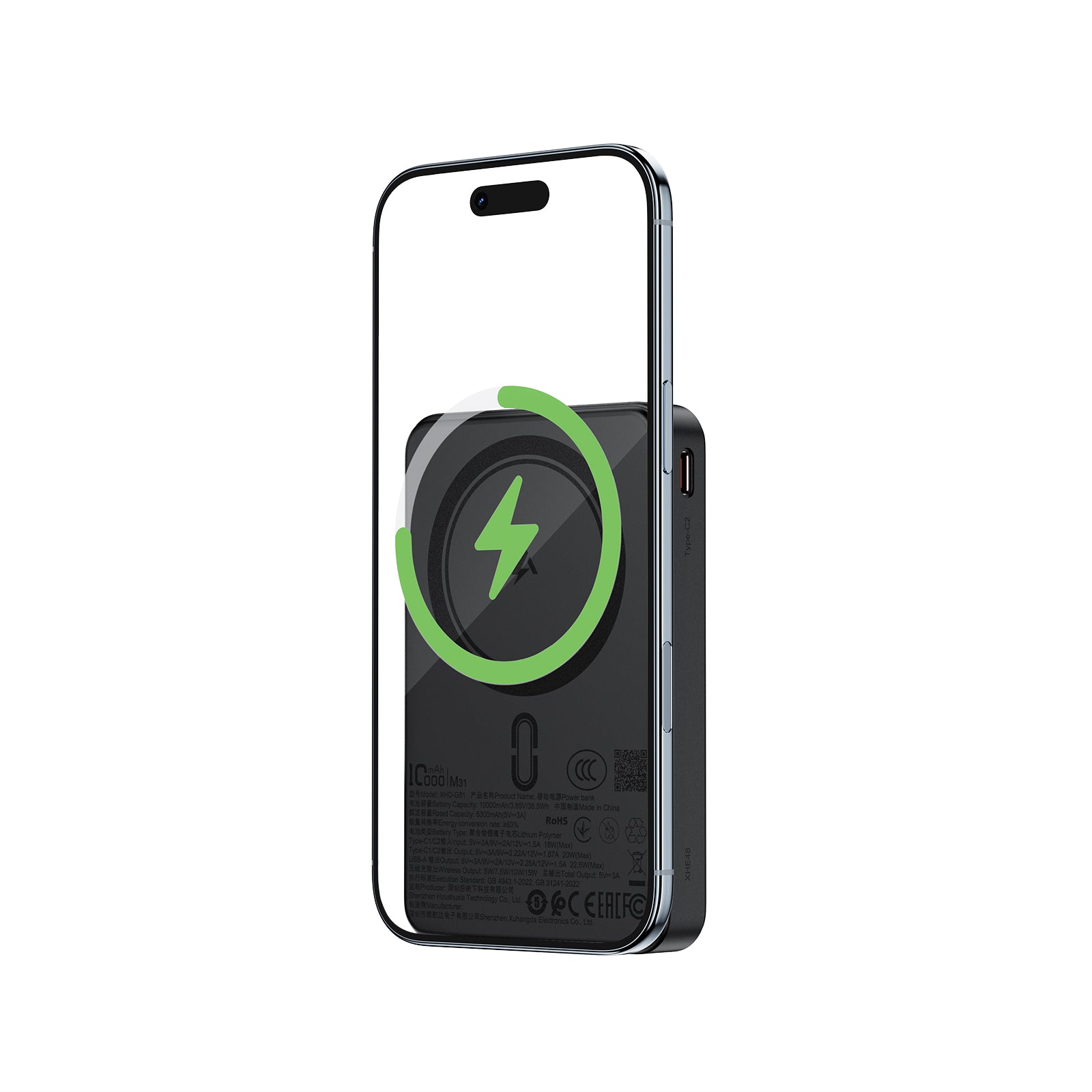 M31-10000 22.5W Magnetic Fast Charging Power Bank with Cable (CCC)