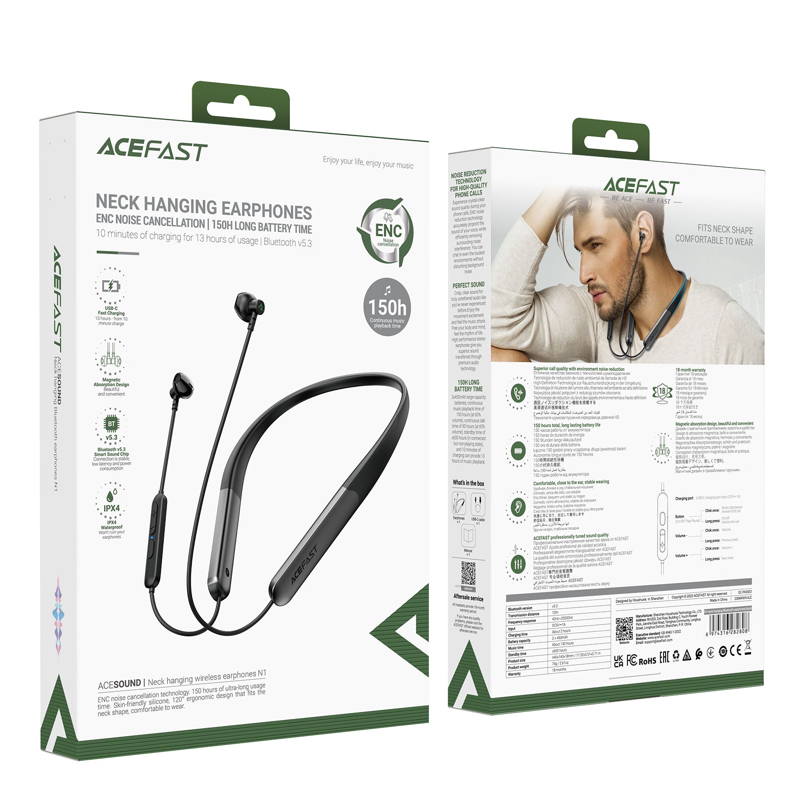 N1 Neck Hanging Wireless Earphones