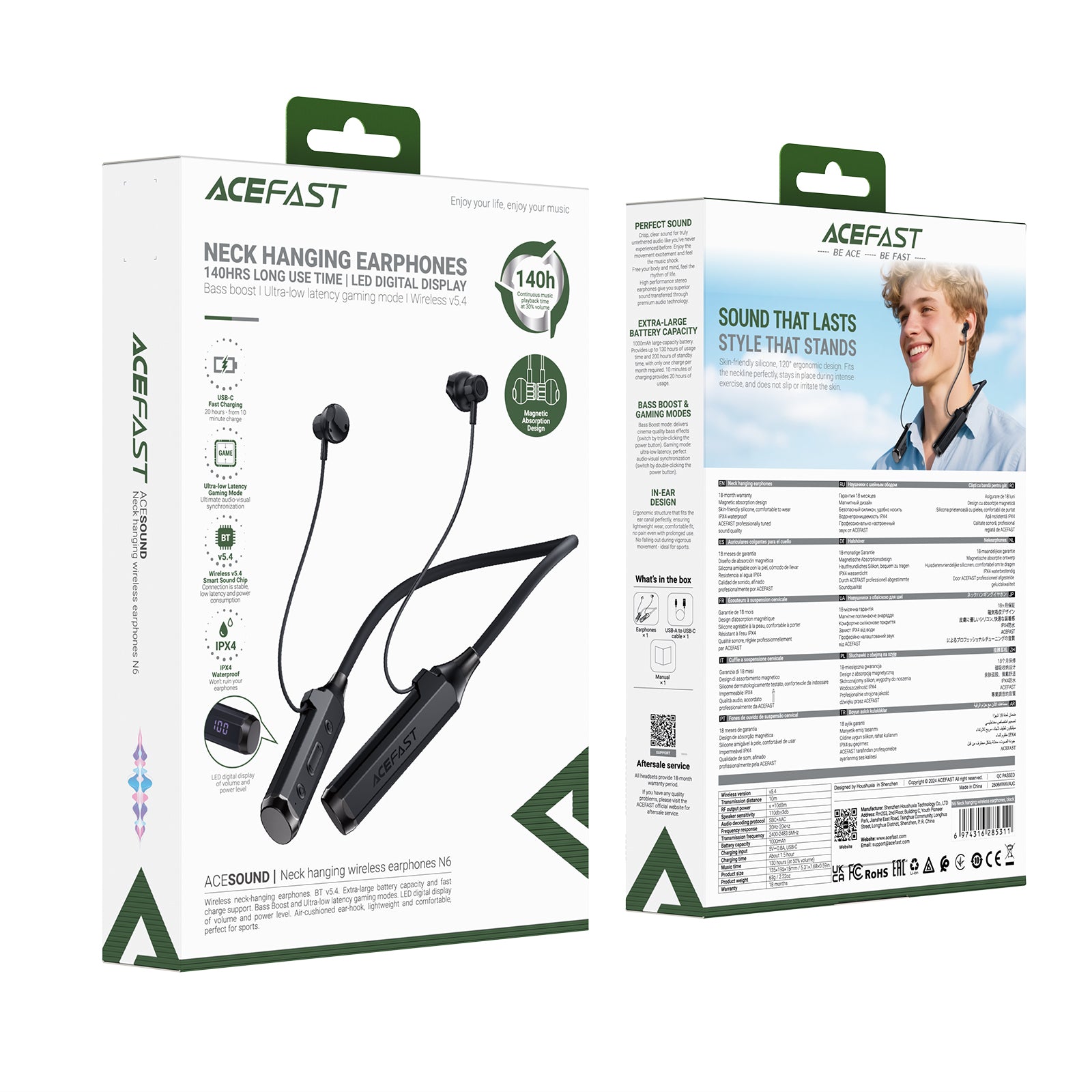 N6 Neck Hanging Wireless Earphones