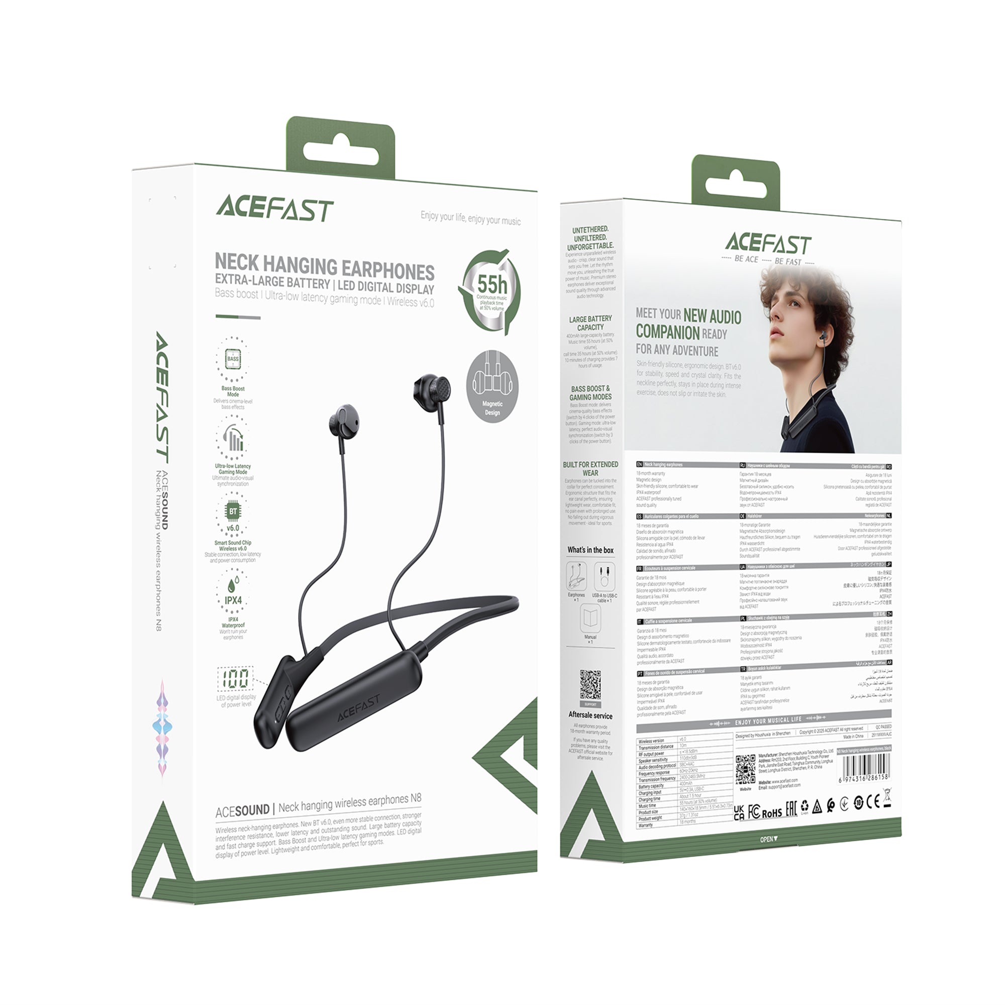 N8 Neck Hanging Wireless Earphones