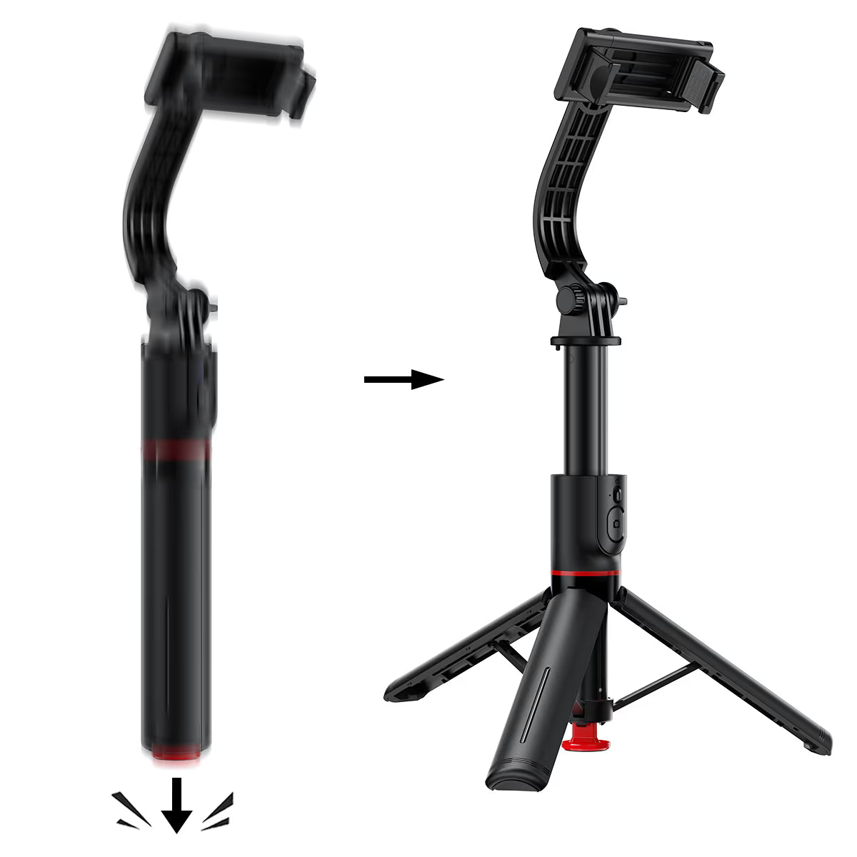 Selfie Stick with Tripod E42 | Automatically opening tripod | Detachable BT remote control