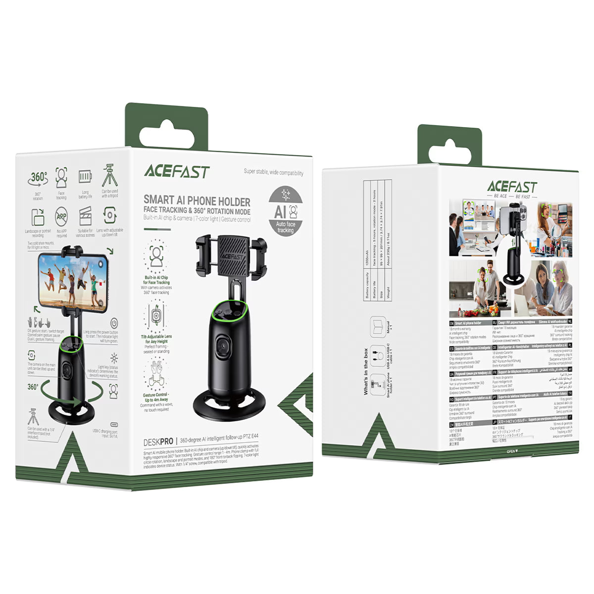 Smart AI Phone Holder E44 | 360-Degree AI intelligent Follow-Up PTZ