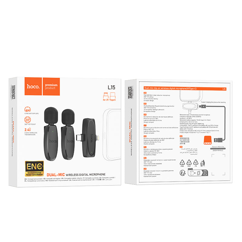 Wireless Digital Lavalier Microphones iP+Type-C Version | L15 Dual-Mic