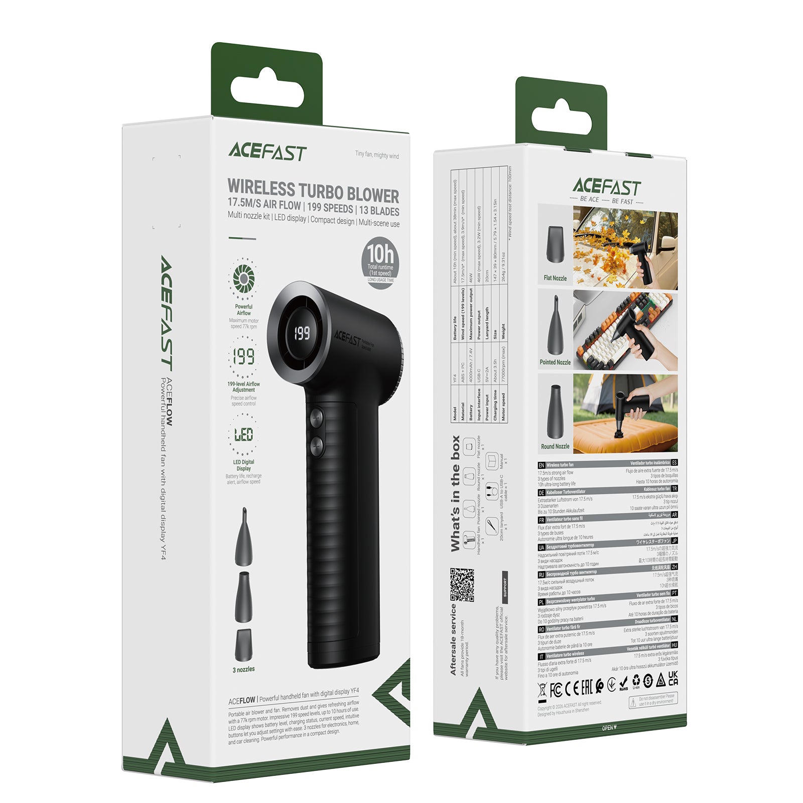 YF4 Powerful Handheld Fan With Digital Display