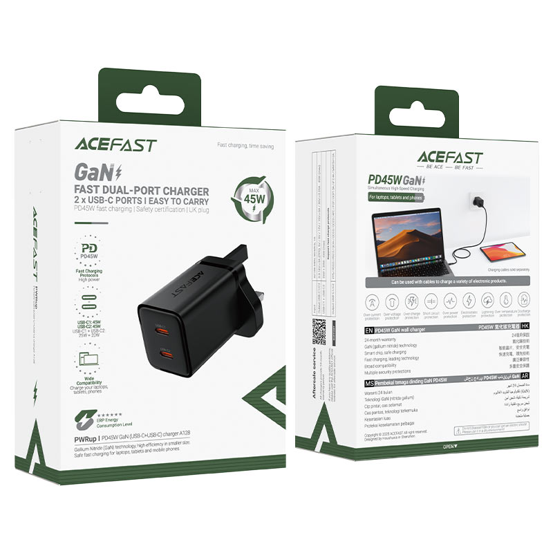 Acefast A128 PD 45w Gang USB-C+USB-C Charger