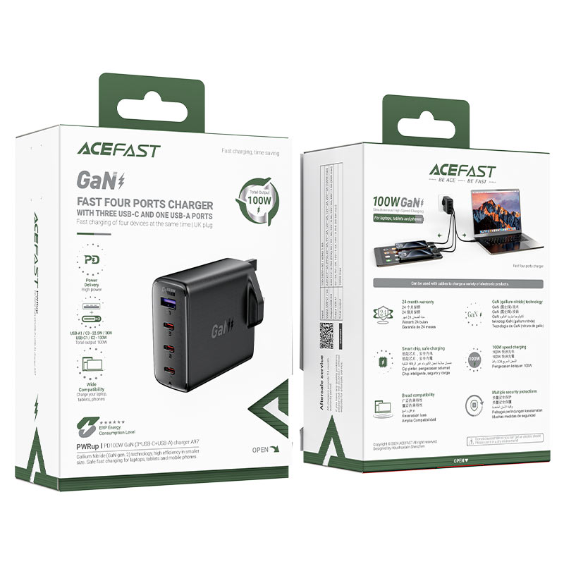 A97 PD 100W GaN (3*USB-C+USB-A) Charger (UK)